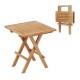 Teak wood square coffee table with slatted top and X-shaped legs, foldable for easy storage and ideal for outdoor use.