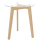 Tempered glass end table with solid rubber wood structure, showcasing a clean design and anti-slip aluminum discs for.