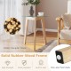 Tempered glass end table with solid rubber wood legs, featuring a minimalist design for versatile use in any room.