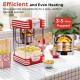 Theater style countertop popcorn maker in red with stainless steel kettle, popping popcorn in 3-5 minutes for quick.