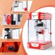 Theater style countertop popcorn maker in red with stainless steel kettle, featuring a convenient crank and anti-slip.