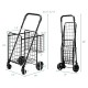 Folding shopping cart with adjustable handle, two baskets for secure storage, ideal for grocery runs and urban living.