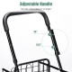 Adjustable handle of the black folding shopping cart, height adjustable from 35" to 37.5" for user convenience.