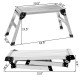 Heavy duty portable aluminum folding step ladder with locking legs and skid-resistant feet for safety and stability.