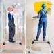 Heavy duty portable aluminum folding step ladder with skid resistant feet, ideal for maintenance and DIY tasks.