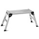 Heavy duty portable aluminum folding step ladder in a side view, showcasing its sturdy construction and space-saving.