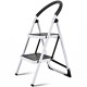 Folding step stool with iron frame, anti-slip pedals, and armrest, ideal for home and office tasks, supports 330lbs.