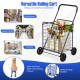 Portable folding shopping cart with a spacious oversized basket, durable steel frame, and large rear wheels for easy.