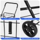 Close-up of the portable folding shopping cart's foam-wrapped handle, heavy-duty metal frame, and snap-on wheels for.