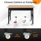 Adjustable height mobile workbench with natural bamboo top, featuring lockable casters and anti-slip footpads for.