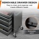 5-drawer tool storage cabinet in black with removable drawers, central locking system, and swivel wheels for easy.