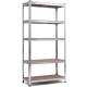 Five-tier adjustable storage shelf made of steel metal, ideal for garage or utility room organization.