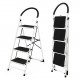 4-step folding ladder with anti-slip pedals, lightweight design, and 330 lbs capacity, ideal for home and office tasks.