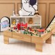 Double-sided wooden train set table with storage drawer, featuring 100 pieces for imaginative play and sturdy beech.