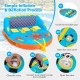 Inflatable towable tube for 3 riders with durable nylon cover, featuring easy inflation and comfortable backrest for.