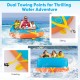 Towable tube for 3 riders with dual towing points, featuring a nylon cover and comfortable backrest for water.