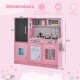 Toddler pretend play kitchen in pink with removable sink, stove, and storage, designed for ages 3-6 years old.