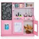 Toddler pretend play kitchen in pink with removable sink, stove, and accessories for imaginative play for ages 3-6.