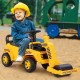 Toddler ride-on car in yellow with adjustable roller, storage under the seat, and easy-to-control steering for outdoor.