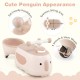 Toddler ride-on toy in beige with cute penguin design, spacious seat, and 6 smooth wheels for indoor and outdoor fun.