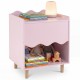 Toddler scalloped side table in pink with open compartment, perfect as a kids nightstand for storage and decoration.