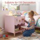 Toddler scalloped side table in pink with open compartment, perfect for DIY decoration in kids' bedroom or nursery.