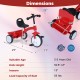 Toddler tricycle with glowing wheels, adjustable seat, and rear storage bin for indoor and outdoor play.