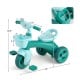 Toddler tricycle in green with anti-slip handlebars, front basket, and bell, designed for kids aged 3-5 years.