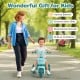 Toddler tricycle in green with front basket and bell, designed for ages 3-5, promotes balance and motor skills.