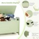 Green wooden kids toy box in a cute crocodile shape with safety hinge and waterproof surface for easy cleaning.