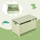 Wooden kids toy box in green with cute crocodile design, safety hinge, and handles for easy movement and storage.