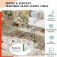 Tempered glass coffee table with rounded edges, 40 x 19.5 x 13.5 inches, ideal for a clean and elegant living room.