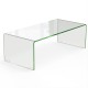Clear tempered glass coffee table with rounded edges, 40 x 19.5 x 13.5 inches, ideal for elegant living room decor.