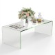 Glass coffee table with rounded edges, 40 x 19.5 x 13.5 inches, durable tempered glass for elegant living room decor.