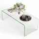 Glass coffee table with rounded edges, 40 x 19.5 x 13.5 inches, elegant design for living room decor.