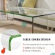 Glass coffee table with rounded edges, 40 x 19.5 x 13.5 inches, safe design for living room use, elegant and easy to.