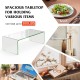 Clear tempered glass coffee table with rounded edges, 40 x 19.5 x 13.5 inches, ideal for living room use.