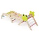 Triangle climbing set features a foldable design, sturdy wood construction, and multiple play options for kids' motor skills.
