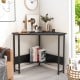 Triangle computer corner desk in black with charging station, ideal for small spaces and modern home decor.