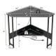 Triangle computer corner desk in black with charging station, measuring 40" x 29", ideal for small spaces.