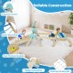 Triangle set 8-in-1 foldable baby climbing toy in blue, featuring beech wood rods and protective corners for safe play.