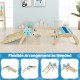 Triangle set 8-in-1 foldable baby climbing toy in blue, featuring a Montessori maze and stable beech wood construction.