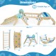 Triangle set 8-in-1 foldable baby climbing toy in blue, featuring beech wood construction and Montessori games for kids.