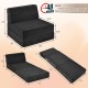 Tri-fold folding chair convertible sleeper bed in black, featuring a soft flocking surface, ideal for lounging or.