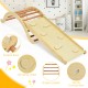 3-in-1 kids climber set with wooden arch, reversible ramp, and blue mat for versatile play and safe climbing activities.