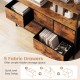 TV stand dresser featuring 5 fabric drawers in rustic brown and black, providing ample hidden storage for living spaces.