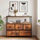 TV stand dresser in rustic brown with 5 fabric drawers and open shelf, perfect for a 45-inch TV in any living space.