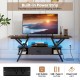 TV stand for 65 inch TVs in rustic brown with built-in power strip, adjustable LED lights, and ample storage space.