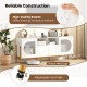 TV stand for 70-inch TV featuring sturdy white boards, robust metal legs, and adjustable foot pads for versatile.