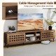 TV stand in walnut finish with cable management hole, featuring 2 doors and storage cabinets for TVs up to 80".